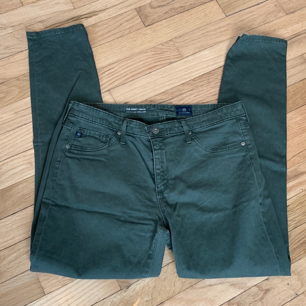 AG Adriano Goldschmied Abbey Ankle Mid-Rise Super Skinny Green Jeans